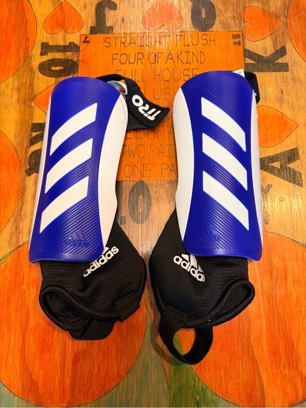 Adidas Tiro Match Shin Guards Blue White Black Soccer Size Large Pull On Safety